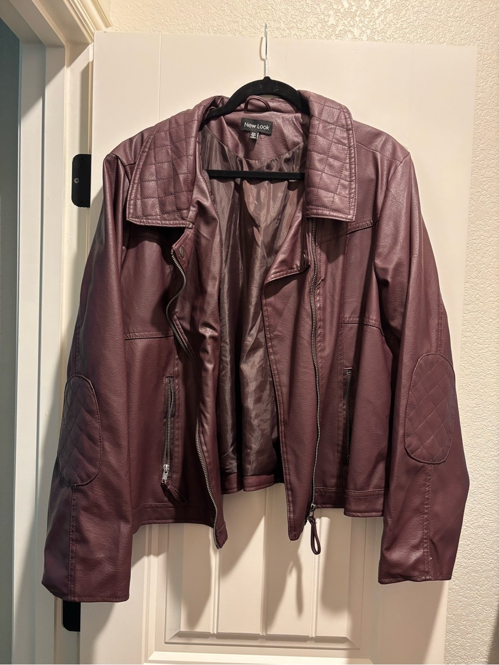 Plus Size Faux Leather Burgundy Jacket